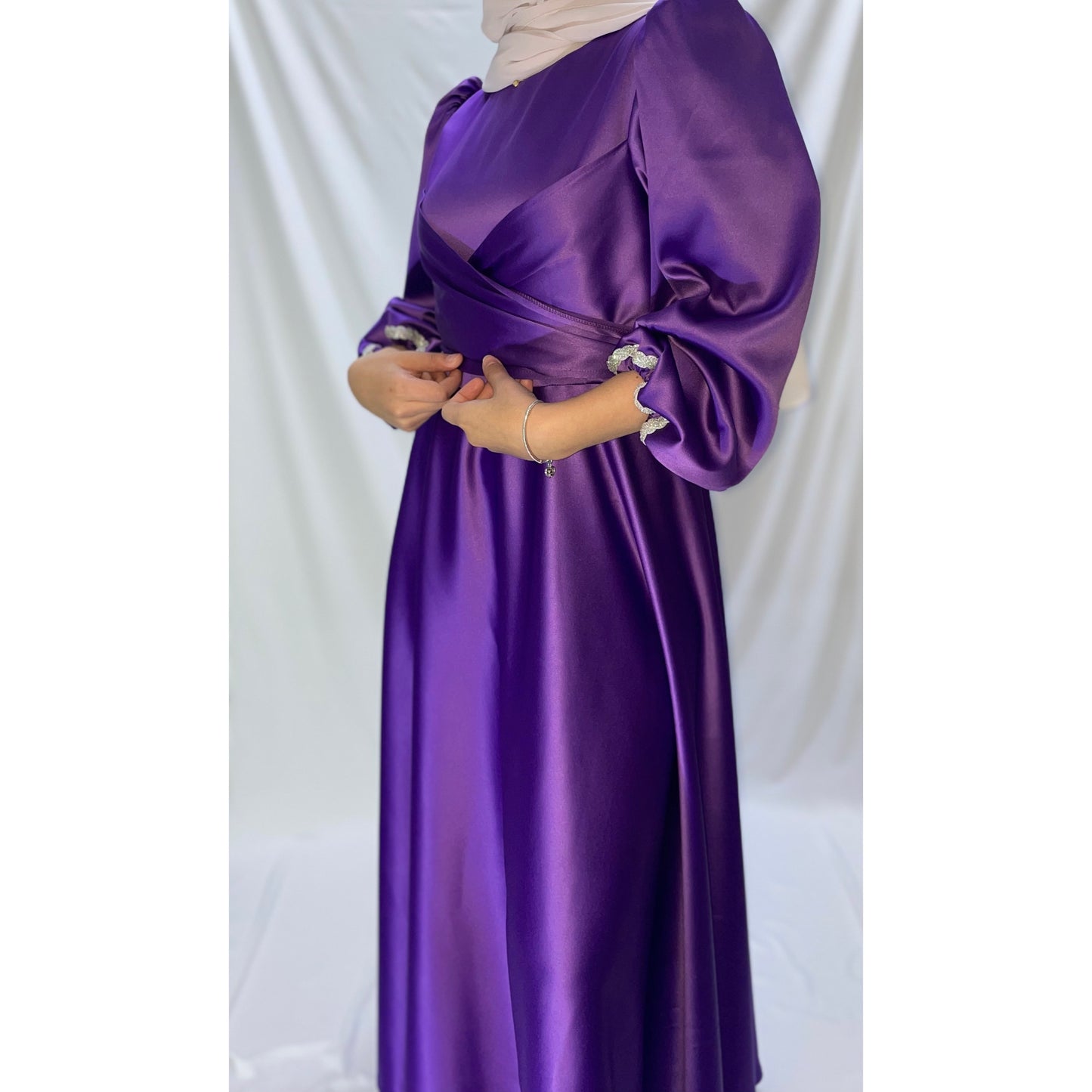 Purple satin dress