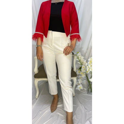 Red cropped blazer